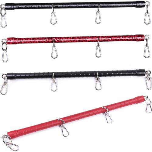 CamaTech 19.69" Stainless Steel Metal PU Leather Spreader Bar Bondage For Handcuffs Wrist Ankle Restraint BDSM Accessory Sex Toy