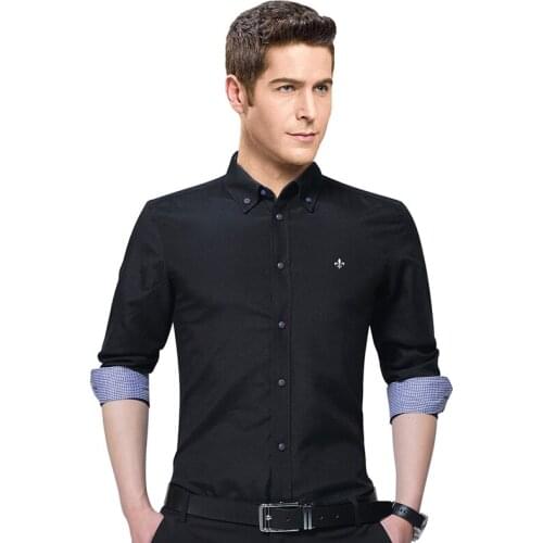 Dudalinas Shirt Men New Design 2021 Spring Button Collar Long Sleeve Casual Shirts Oxford Breathable Slim Fit Male Top Men Shirt