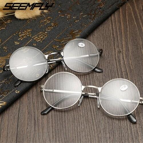 Seemfly Women Men Reading Glasses Fashion Round Metal Frame Clear Lenses Presbyopic Eyeglasses Unisex Eyewear Mirror Spectacle