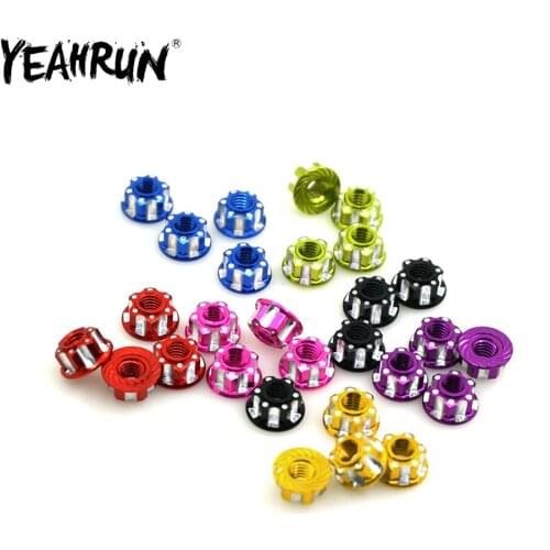YEAHRUN 1/2/4/10 PCS M4 Aluminium 4mm Hex Nut Wheel Lock Nuts Hexagonal For RC HSP Sakura D3 D4 Car Parts
