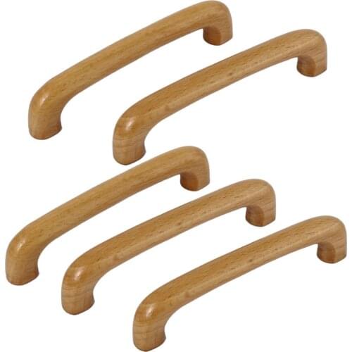 Uxcell 5Pcs Cabinet Knobs and Handles Cupboard Handles Door Drawer Dresser Pull Handles Wooden Knob 96mm Hole Distance Hardware