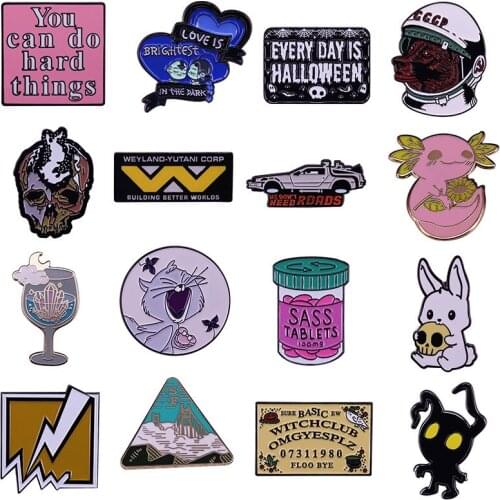 Funny Car Hard Enamel Pins Anime Skull Brooches Women Men Lapel Badges Backpack Collar Fashion Jewelry Gifts For Kids Friend