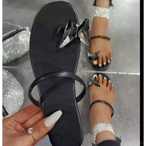 2021 summer women new colorful rhinestone bow candy color all-match slippers outdoor beach sandals at home flip flop