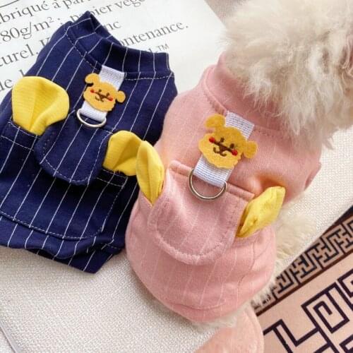 Stripe Pet Harness Vest Costume Doggie Kitten Cat Shirt For Small Dog Puppy Coat With Pocket roupa para Autumn Winter Goods