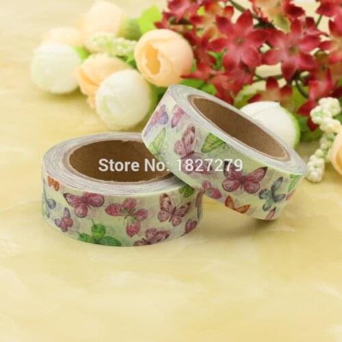 1pcs NEW 15mm*10m Beautiful Butterfly Washi Tape Paper Decorative Adhesive Tape DIY Scrapbooking Stickers Label Masking Tape