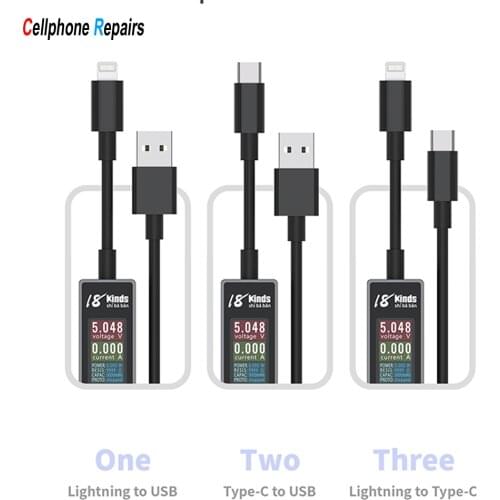 18kinds AV-Line USB charging current and voltage tester mobile phone brush current tester fast charging data cable