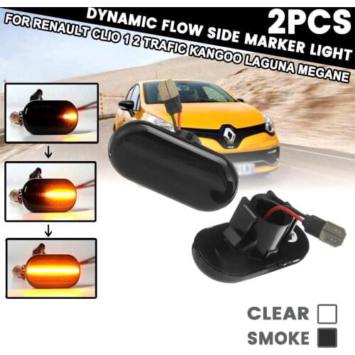 2Pcs Flowing Side Repeater Side Marker Lights Turn Signal Light Panel Lamp For Renault CLIO 1 2 TRAFIC KANGOO LAGUNA MEGANE