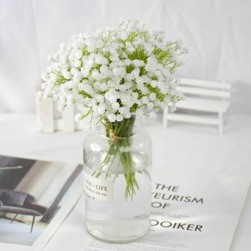20cm White Babys Breath Fake Gypsophila Bouquet Artificial Flowers for Wedding Decoration Bride Bouquet Hotel Table Decor Floral