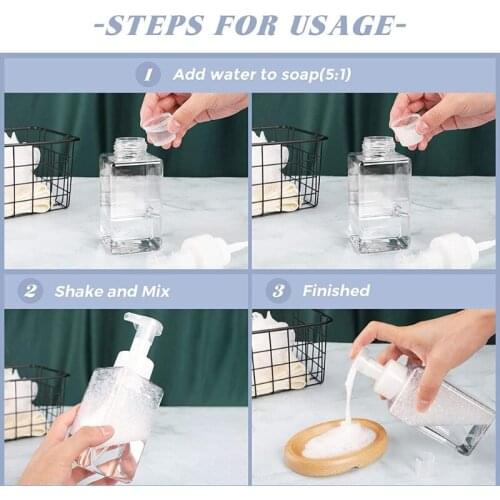 4pcs Foaming Hand Soap Pump Bottle 450ml Clear Refillable Container for Lotion Shampoo Conditioner Empty Soap Dispenser Bathroo