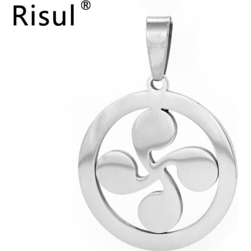 50pcs jewelry lauburu four heads Pendant Basque cross simbol of star Sun keltic Pendant stainless steel Necklace wholesale price