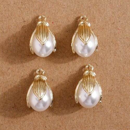 8pcs 10*19mm Imitation Pearl Waterdrop Pendant Charms Fit Bracelet Jewelry Spacer Loose Beads DIY Earrings Necklaces Making