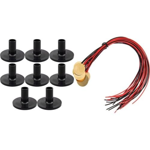 8Pcs Cymbal Sleeves 38X26mm Black Drum Cymbal Sleeves & 12Pcs Piezo Pickup Transducer Prewired - 27Mm