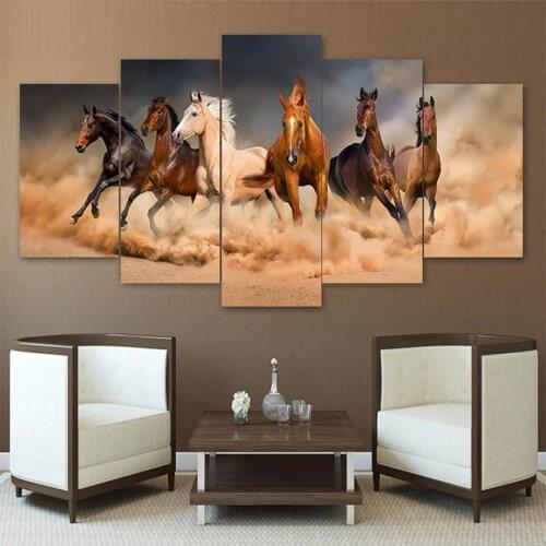 5 Pieces running Horse Diamond Painting on The Wall Many Horses Decoration diamond embroidery Pictures mosaic crafts WW313