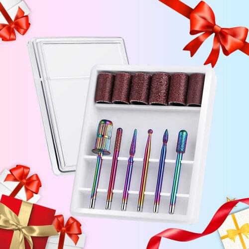 Diamond Nail Drill Bits 6Pcs 3/32 inch Mandrel Nail Drill Bits Set for Acrylic Nails Cuticle Gel Nails Removal