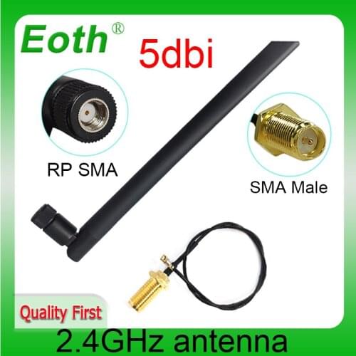 2.4GHz WiFi antenna 5dBi Aerial RP-SMA Male 2.4g antena wi fi antenne wi-fi Router +21cm PCI U.FL IPX to SMA Male Pigtail Cable