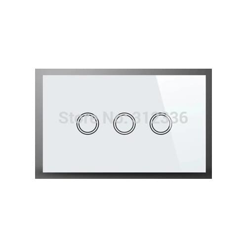 Free shipping 120MM wall switch Glass touch switch panel 3 gang 2 way Three on Double control tempering glass thickness 4 mm