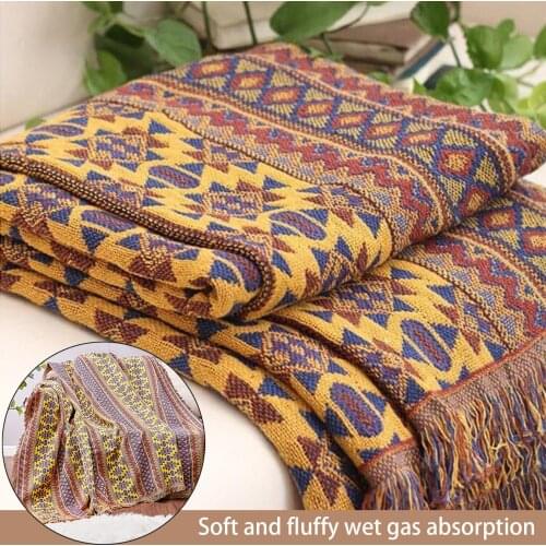 Bohemian Blanket Indian Soft Knitted Cotton Pure Cotton Woven Bohemian Blanket Sofa Bedspread Patchwork Knitted Blanket