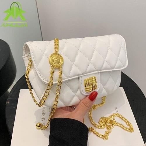 Brand Designer Women Chain Small Flap Crossbody Bag 2021 New Fashion Shoulder Handbags High Quality PU Leather Solid Color Totes