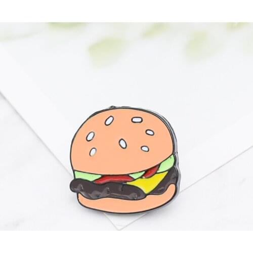 Hamburger pins Burger brooches gift foodie lapel pin button for girls fastfood pin backpack accessories brooch dessert food kids