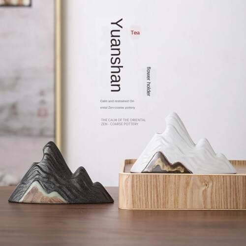 Japanese-Style Hand-Painted Yuanshan Flower Holder Coarse Pottery Mini Flower Insert Desktop Pottery Ornaments Flower Vases