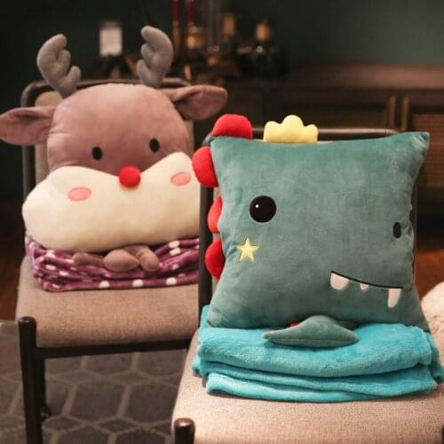 Dropshipping Pillow quilt dual-use office back cushion cushion three-in-one girl lunch break pillow artifact nap blanket summer