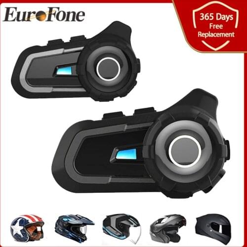 EuroFone 2PCS S2 Universal Pairing Bluetooth5.1 Motorcycle Helmet Headsets Intercom Riders Talking FM Radio Motorbike Interphone