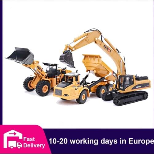 HUINA 1:50 Alloy Construction Engineering Vehicle Caterpillar Excavator Bulldozer Forklift Truck Toys for Boys Car Collection