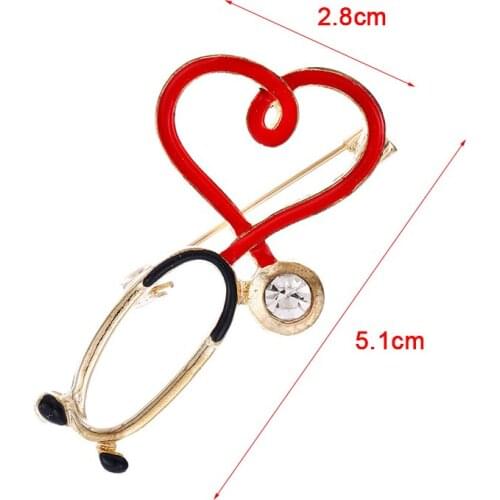 Fashion Love Heart Stethoscope Brooches Women Men Personality Hospital Doctor Brooch Pins Lapel Jewelry Decorations