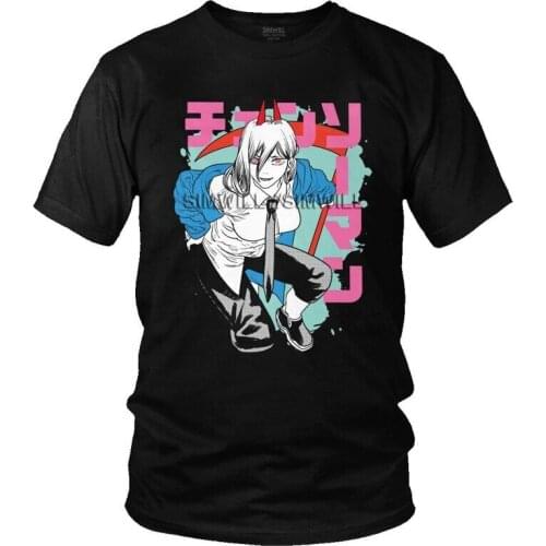 Power Chainsaw Man T-shirt Men Fashion Graphic T Shirt Short Sleeve Cotton Anime Manga Tshirt Unique Tee Tops Clothing