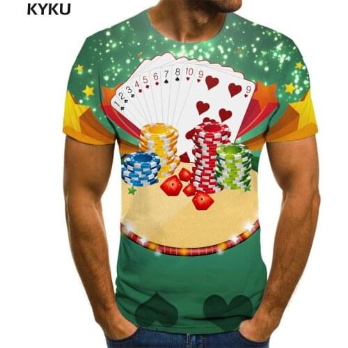 KYKU Brand Playing Cards T shirt Men Gambling Shirt Print Colorful T-shirts 3d Hip Hop Tshirts Casual Mens Clothing Hip hop