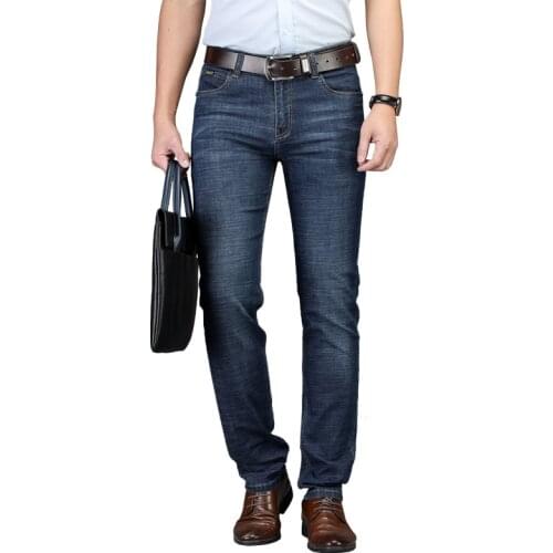 2020 New Mens Slim Elastic Jeans Fashion Business Classic Style Jeans Denim Pants Trouser