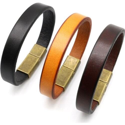 New Men Jewelry Punk Brown Braided Crown Leather Bracelet for Men Stainless Steel Magnetic Clasp Fashion 22.5cm Bangles Gifts