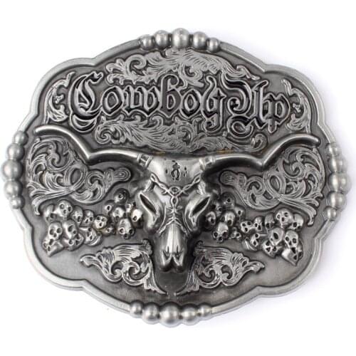 Retro style long horn belt buckle fro 3.8cm wide belt