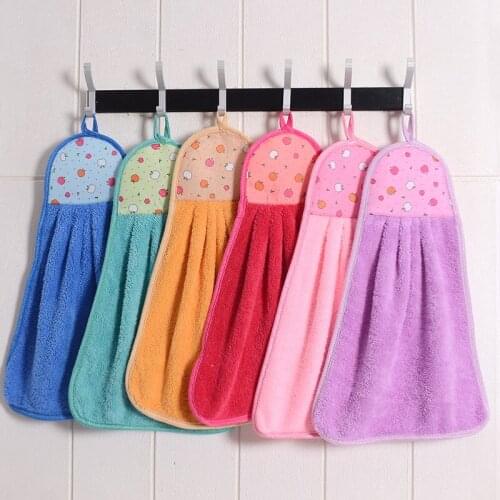 Soft hangable kitchen hand towel absorbent hand cloth towel water wiping cloth double-sided handkerchief cleaning towel