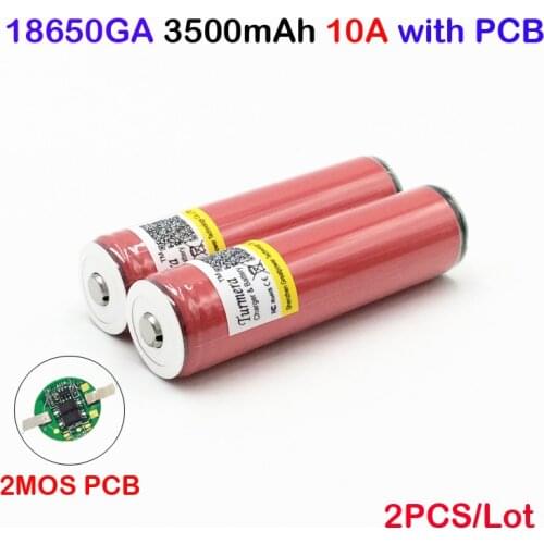 Ncr18650ga 3500mah 2pc for sanyo ncr18650ga protected 3.6V 10A Flat Top Rechargeable Batteries NCR18650GA 3500mAh with PCB ma14