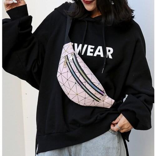 New PU Multi-layer Fashion Laser Belt Bag Bright Leather Belt Bag Men Women Messenger Bag