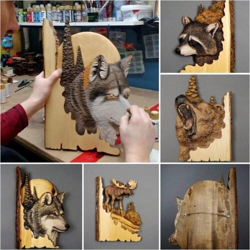 2021 New Animal Carving Handcraft-gift Wall Hanging Handmade Painted For House Decor Simulation Animal Wall Hanging Decoration