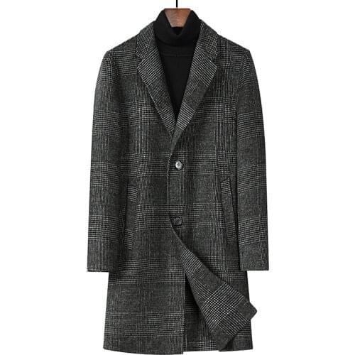 Arrival New Autumn High Quality Wool Plaid Trench Coat Men,mens Plaid Wool Jackets ,size M-XXXXL
