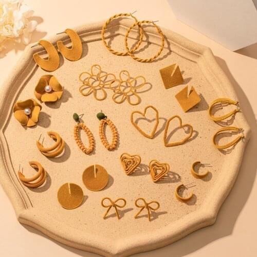 ZWC 2021New Korean Brown Acrylic Earrings For Women Statement Pearl Golden Dangle Drop Earrings Female Wedding Fashion Jewelry