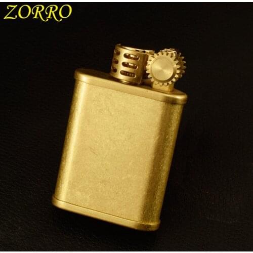 Original zorro Retro kerosene lighter grinding wheel pure copper new personalized creative mens cigarette set