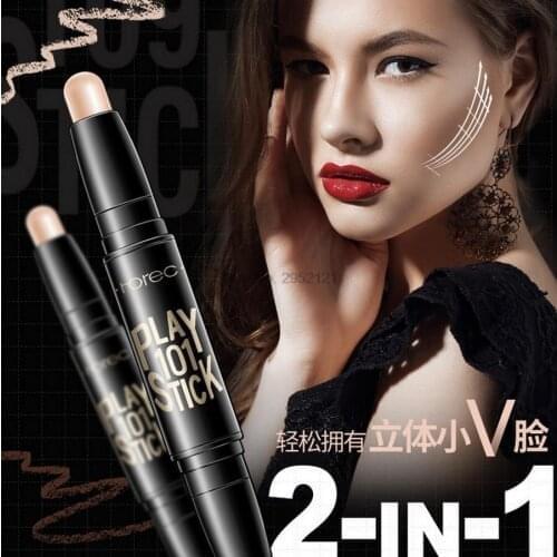 By dhl or ems 100pcs Double Head Whitening Concealer Pencil Cover Eye Dark Circles Repair High Light Stick
