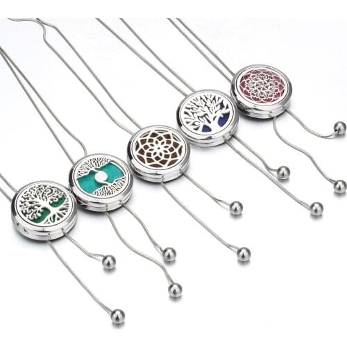 Perfume Necklace Jewelry Essential Oil Diffuser Adjustable Snake Chain Stainless Steel Locket Long Tassel Aromatherapy Necklace