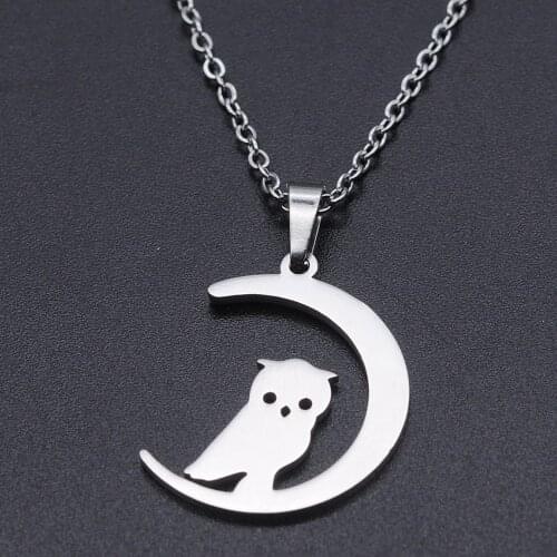 Own standing on Moon Stainless Steel Charm Necklace for Women Dropshipping Accept OEM Order Dainty Steel Necklaces Wholesale