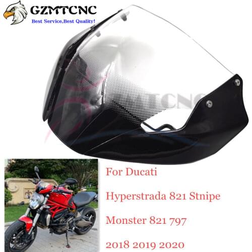 Front Head Cowling Fairing Front Windshield For Ducati Monster 821 797 Hyperstrada 821 Stnipe 2018 - 2020 Deflector Windscreen