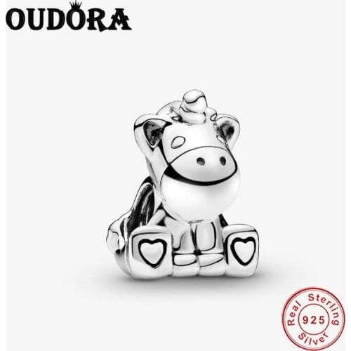 Fit Original Pandora Charms 925 Sterling Silver Bracelet Bruno the Unicorn Charm Beads Women Jewelry DIY Berloque Making Gifts