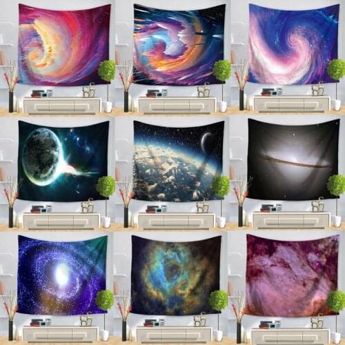 Psychedelic Beautiful Stars Starry Sky Fabric Wall Hanging Tapestry Decor Polyester Curtains Plus Long Table Cover