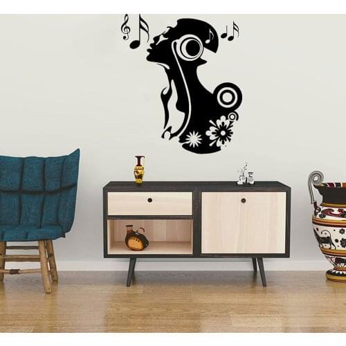 Removable Vinyl Home Decoration Decal Karaoke Silhouette Woman Pop Music Singer Wall Stickers Art Murals Poster DW20291