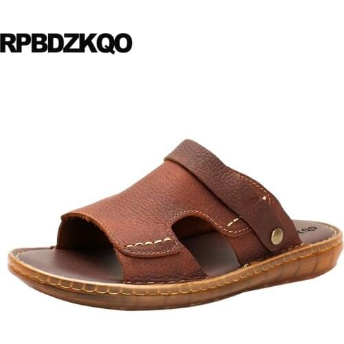 Slippers brown casual mens sandals 2019 summer outdoor shoes beach waterproof water big size fashion slip on slides large 45