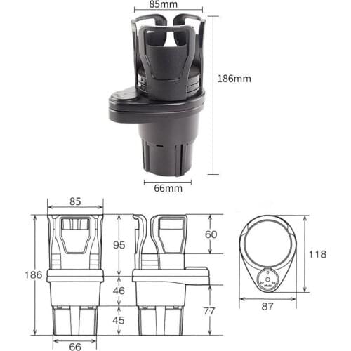 2xUniversal Car Cup Holder 2in1 Dual Adjustable Cup Mount Extender Organizer