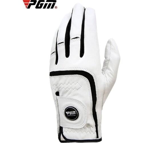 Pack 1 Pcs PGM Golf Gloves Men Left Right Hand Genuine Lambskin Sheepskin Anti-skid Granules with Ball Marker Golf Glove Men